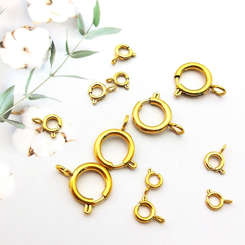 316L stainless steel slingshot buckle vacuum plating titanium steel spring buckle diy jewelry round buckle necklace bracelet accessories