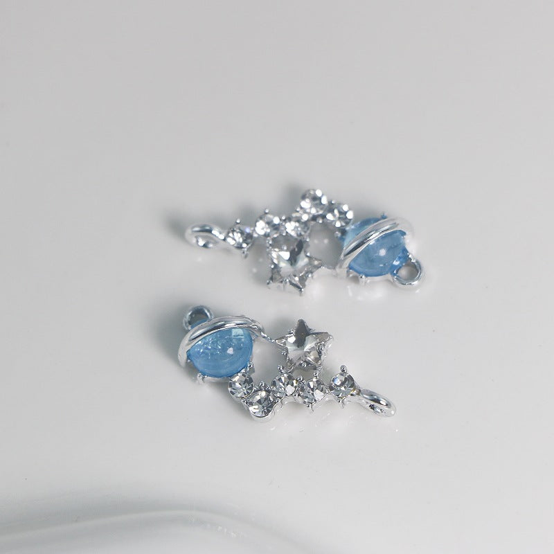 Color-preserving electroplated alloy point diamond series seven-star beads star DIY earrings pendant bracelet necklace jewelry accessories