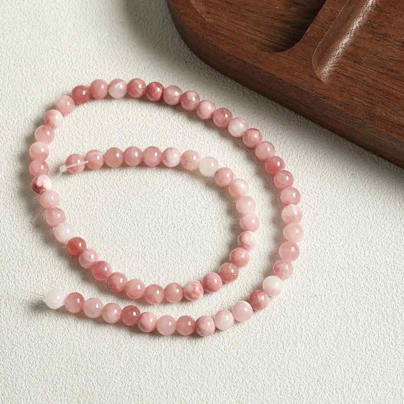 Two-color pink white natural Persian jade beads loose beads beads diy material accessories
