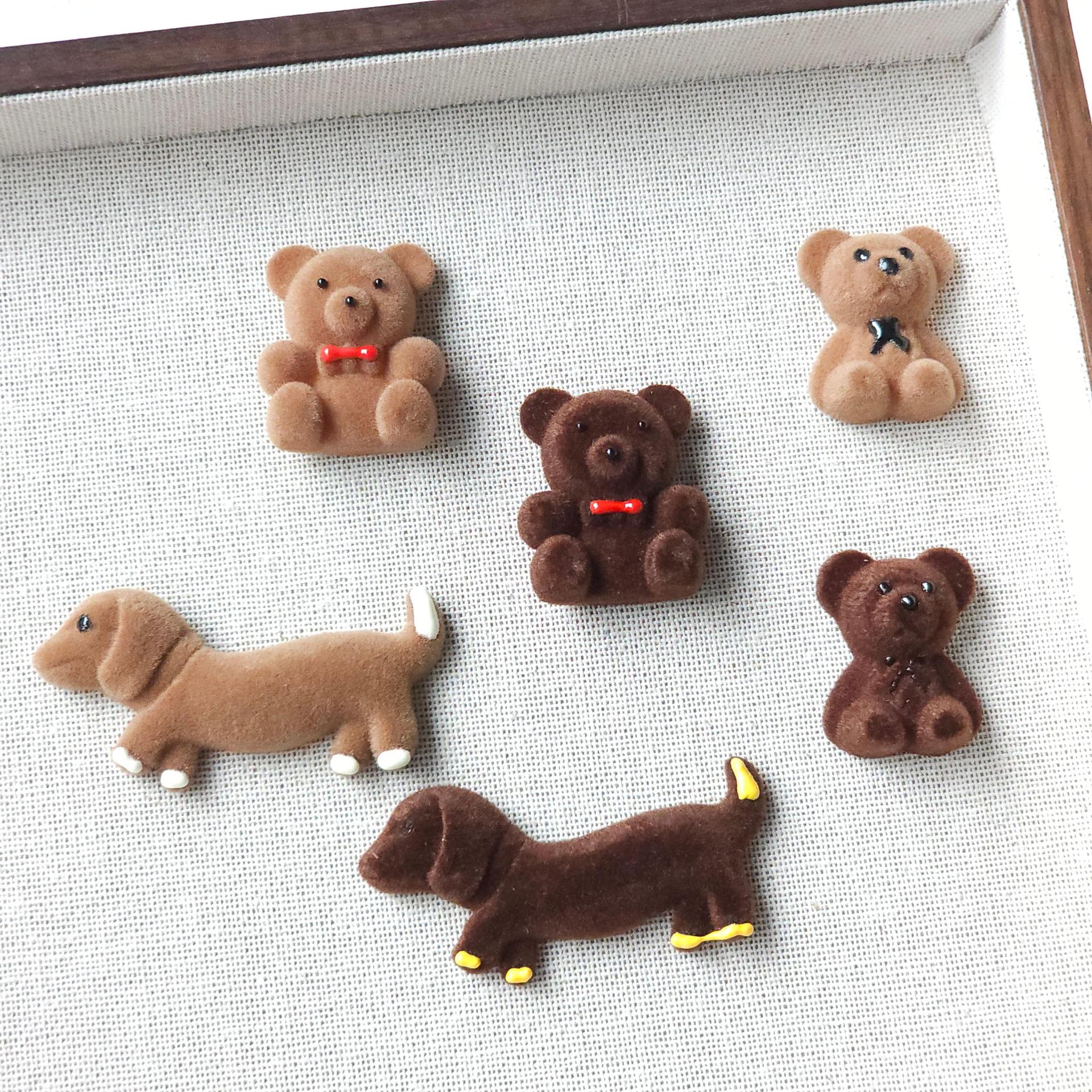 coffee colored plush teddy bear sausage dog headband clip, headband clip, earring, DIY accessory accessories