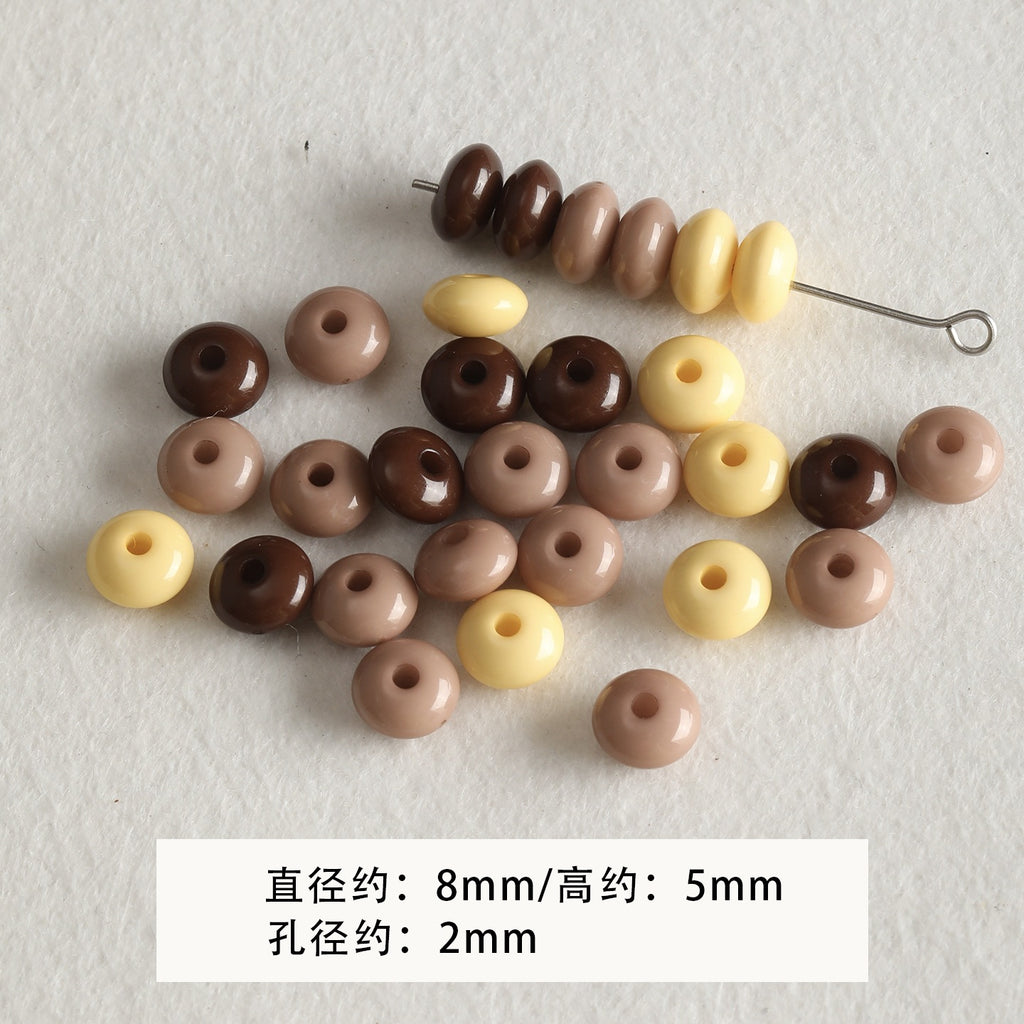 Baking paint curry color series square beads acrylic loose beads mobile phone chain key chain beads diy accessories material