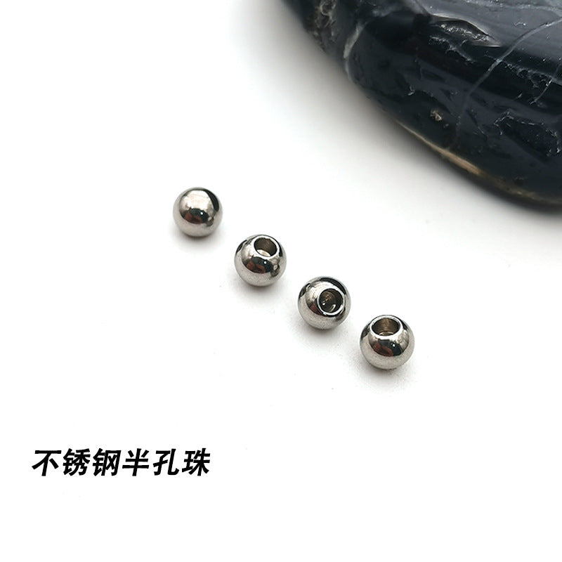 Spot stainless steel half-hole steel ball non-perforated steel ball rope chain tail bead positioning bead diy jewelry accessories