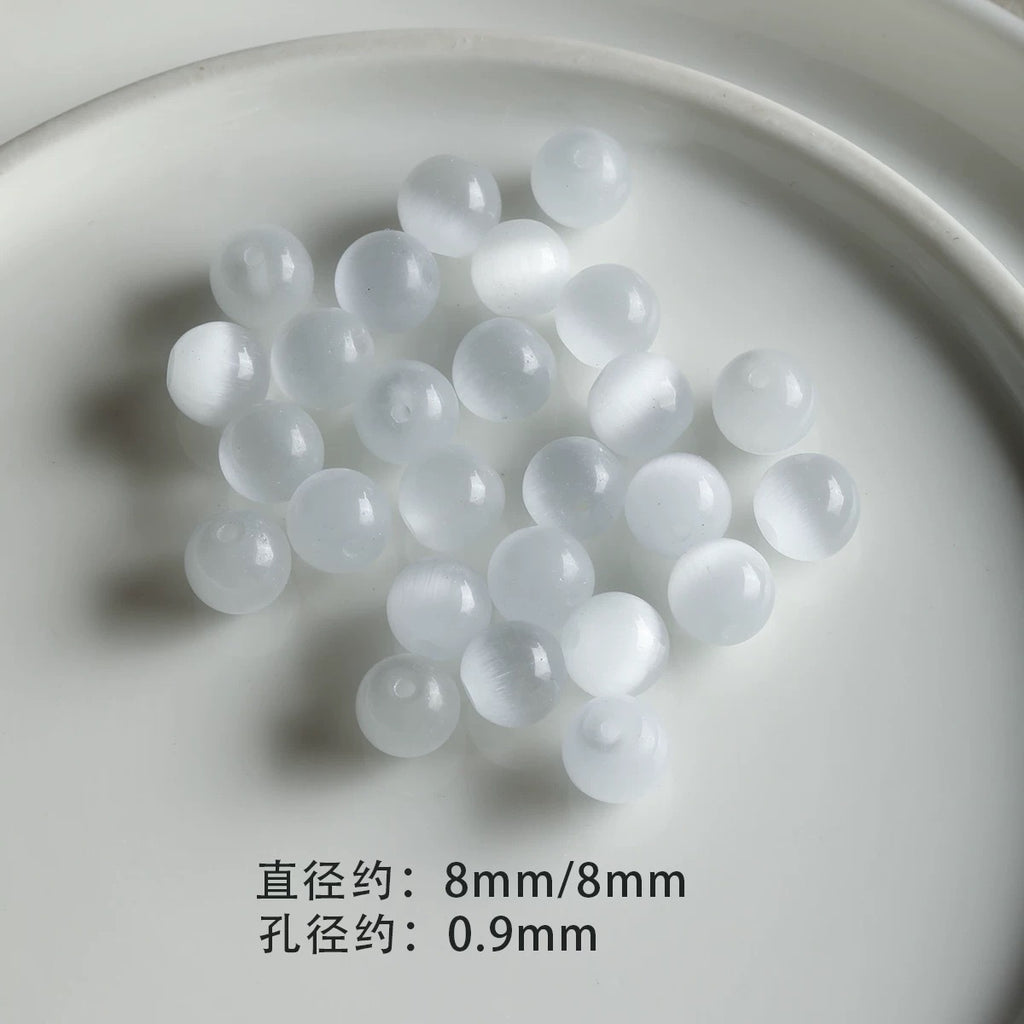 [Jingxiu] white green natural opal round beads beaded bracelet necklace loose beads diy accessories material beads