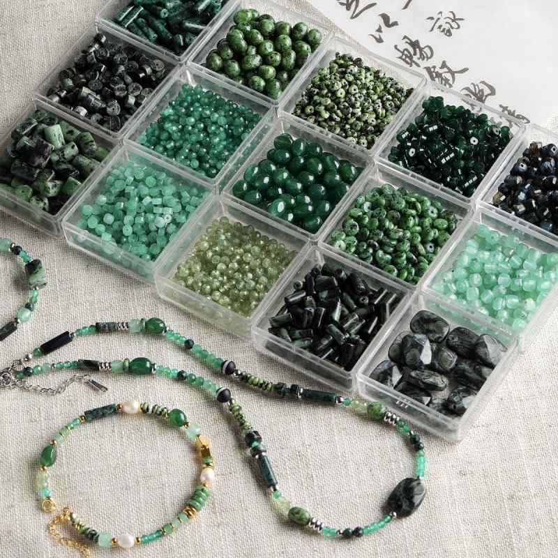 Natural Stone Scattered Beads Green Dot Spacer Beaded DIY Material