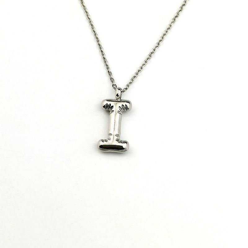 European and American ins Hot Sale 26 Letter Pendant Necklace Women's 18K Gold Plated Gloss Bubble Letter Necklace Jewelry