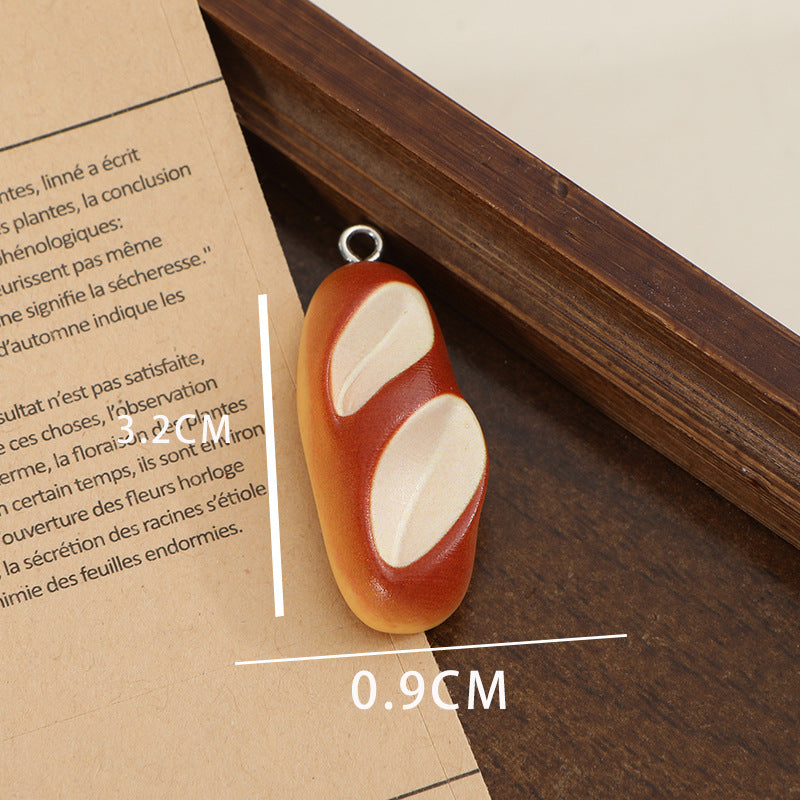 simulation food toy stick alkaline water bread resin DIY necklace mobile phone chain bag hanging decoration