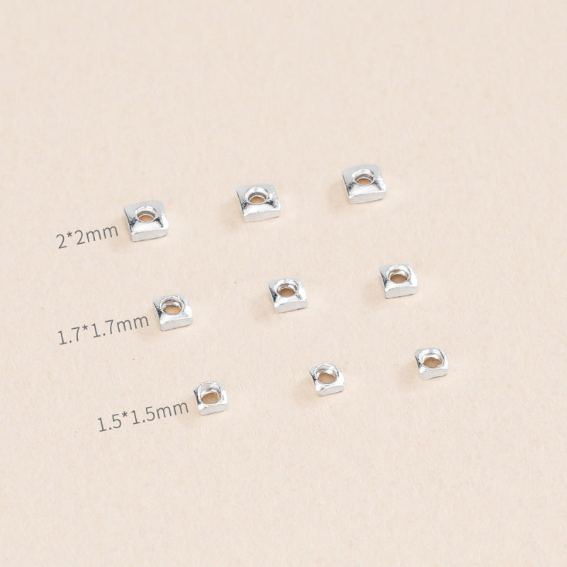 Silver Love S925 Sterling Silver Broken Silver Loose Silver Mini Square Beads DIY Handmade Bracelet Necklace Jewelry Accessories 