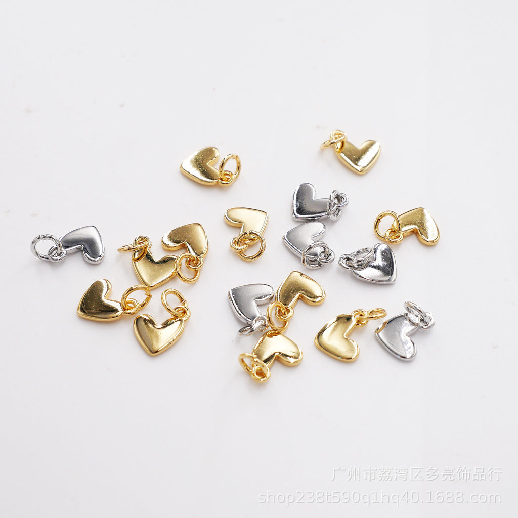 DIY jewelry accessories color retention 18K gold copper real gold plating love pendant bracelet necklace jewelry pendant