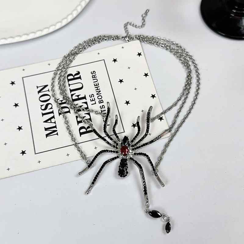 Dark Punk Style Spider Tassel Pendant Necklace Subculture Niche Design