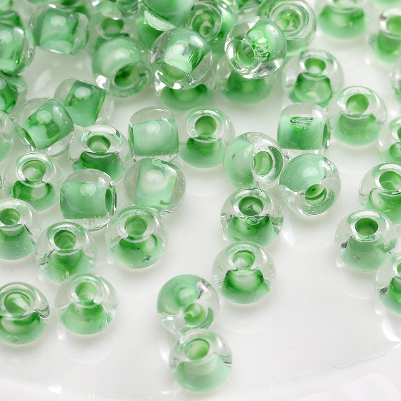 Green Style Guofeng Glass Glazed Beads Rice Beads DIY Handmade Homemade Beaded Bracelet Necklace Accessories
