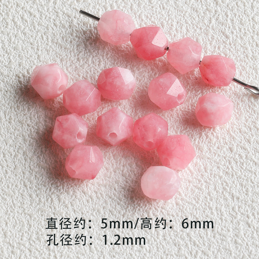 [Powder Gardenia] Natural Stone Powder Aobao Tube Bead Powder Crystal Abacus Bead Spacer Bracelet Necklace Beaded DIY Accessories Material