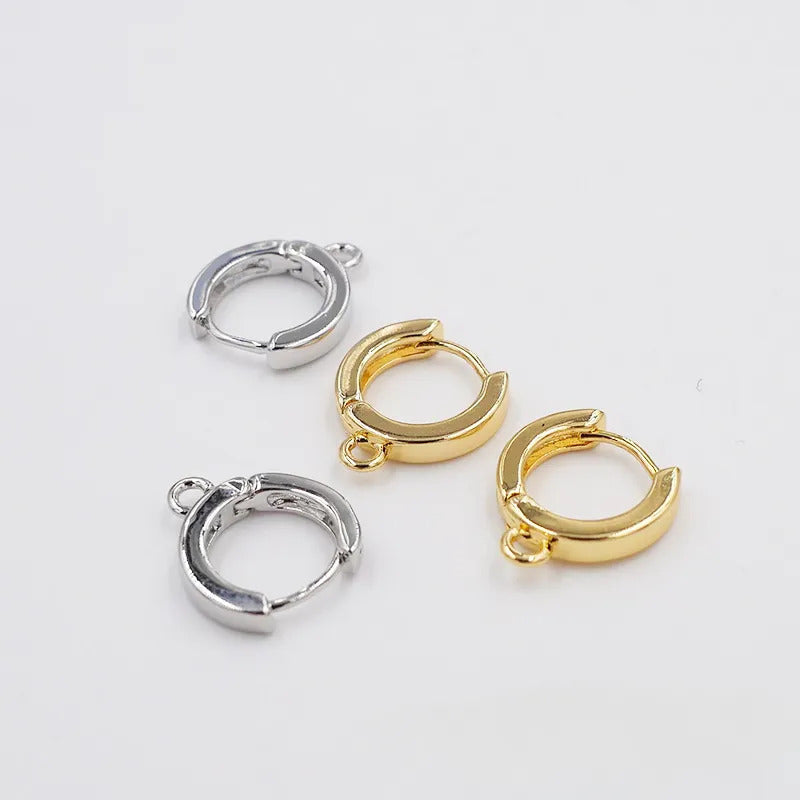 18K Gold Plated Copper Earrings Round Smooth Ear Hooks with Dangle Hoop for Women Wholesale