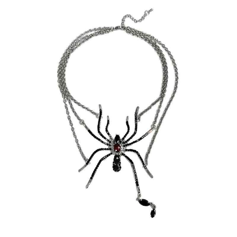 Dark Punk Style Spider Tassel Pendant Necklace Subculture Niche Design Sense Personality Collarbone Chain Jewelry Accessories 