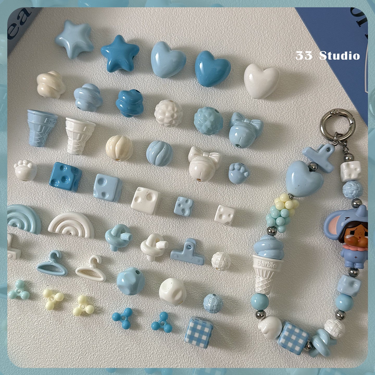 [Bihai] acrylic paint cheese star cone beaded mobile phone chain loose beads diy accessories material beads