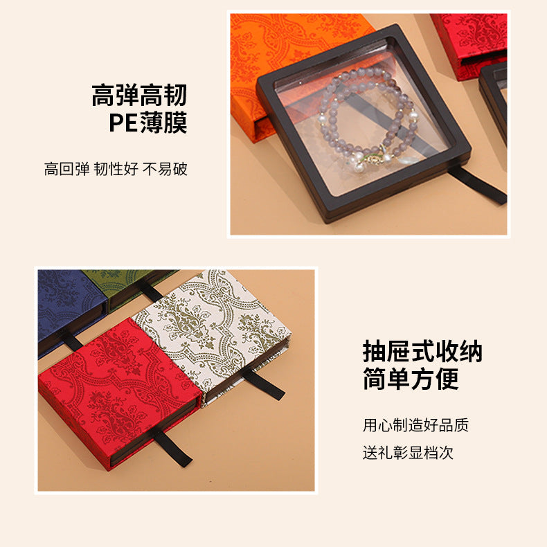 Drawer-style Jewelry Storage Box Packaging PE Film Suspension Box Anti-oxidation Jewelry Ring Bracelet Necklace Nail Art Display