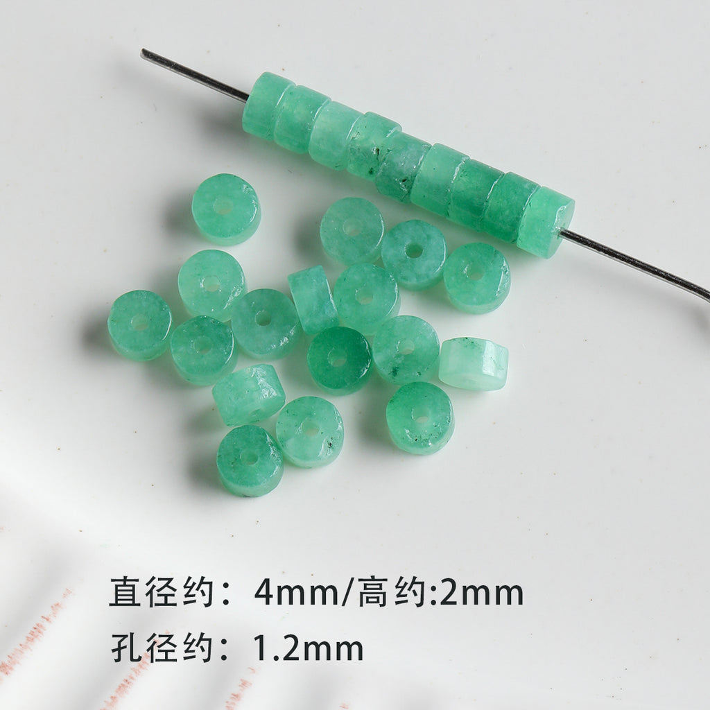 [Chunshan Green] Natural Stone Scattered Beads Green Dot Green Dongling Spacer Beaded Bracelet Necklace DIY Accessories Material