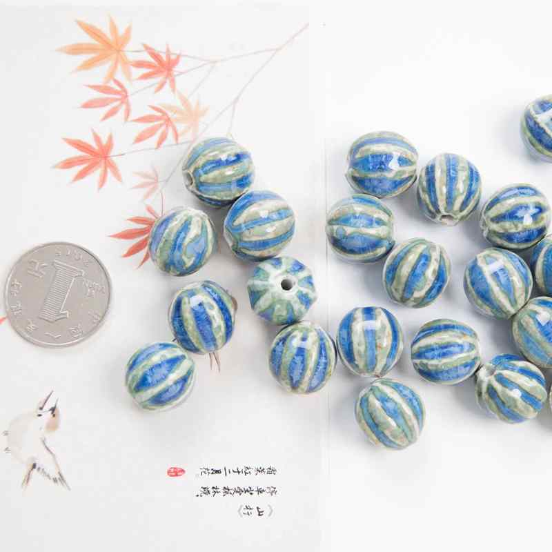 Jingdezhen Ceramic Jewelry Accessories High Temperature Kiln Change Scattered Beads Watermelon Beads Woven diy Material Student Female Homemade 