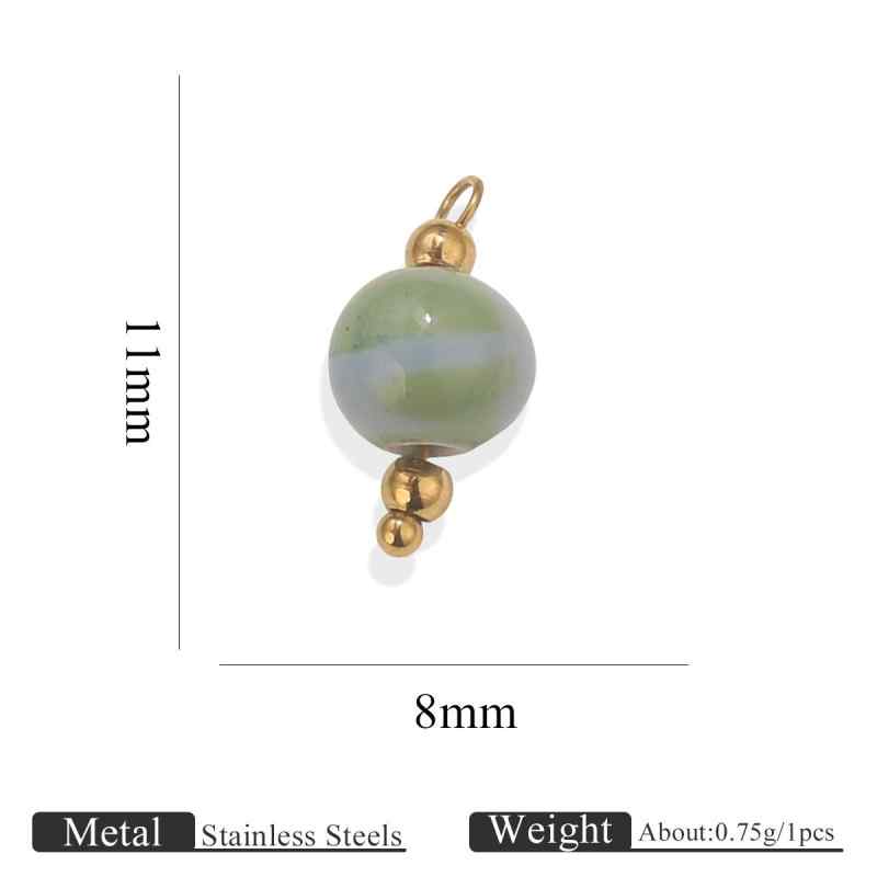 Retro Blue and White Porcelain Shell Conch Pendant Stainless Steel Handmade Curved Needle Necklace Bracelet Pendant DIY