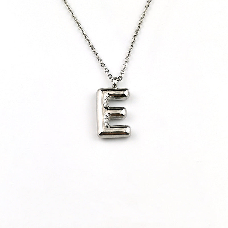 European and American ins Hot Sale 26 Letter Pendant Necklace Women's 18K Gold Plated Gloss Bubble Letter Necklace Jewelry