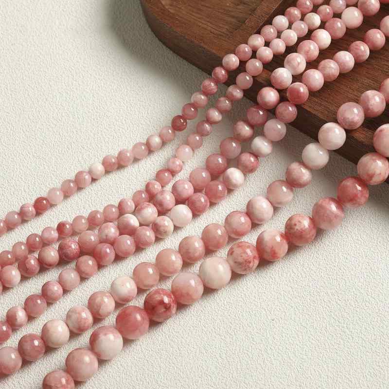 Two-color pink white natural Persian jade beads loose beads beads diy material accessories