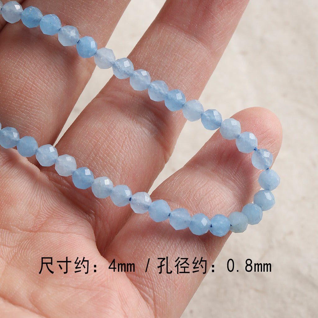 [Dunhuang] natural round cut aquamarine garnet loose beads bracelet necklace beaded diy accessories material beads