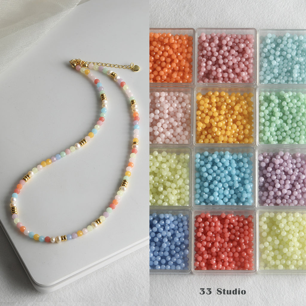 [Chunhe] 4mm Round Cut Luminous Stone Loose Beads Bracelet Necklace Mobile Phone Chain Beads DIY Accessories Material Beads