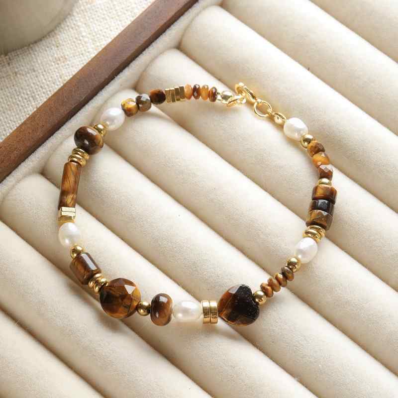 Tiger's eye natural stone spacer cut surface abacus beads round tube beadsbracelet necklace beaded diy accessories material