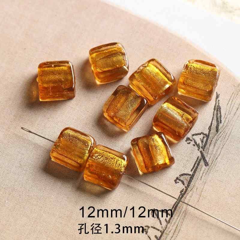 [Maillard] rice beads water drop beads glass gold plated foil square bracelet necklace mobile phone chain diy accessories