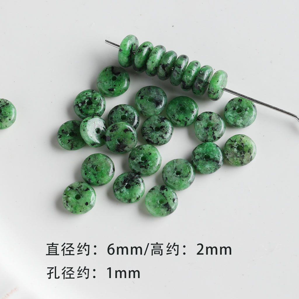 [Chunshan Green] Natural Stone Scattered Beads Green Dot Green Dongling Spacer Beaded Bracelet Necklace DIY Accessories Material