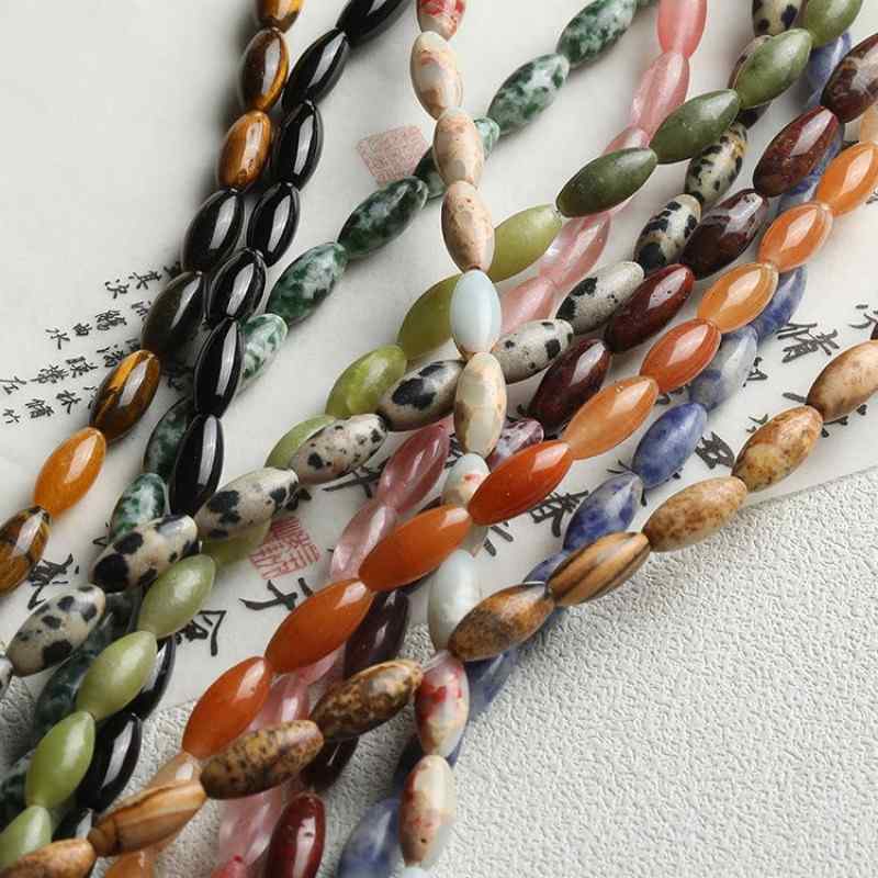 Rice beads natural stone Shoushan and Tiger Eye agate spacer beads handmade diy jewelry accessories