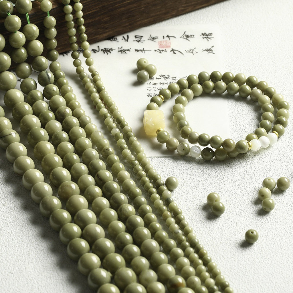 [Avocado] natural avocado Matcha green Alashan agate beads bracelet diy beaded accessories