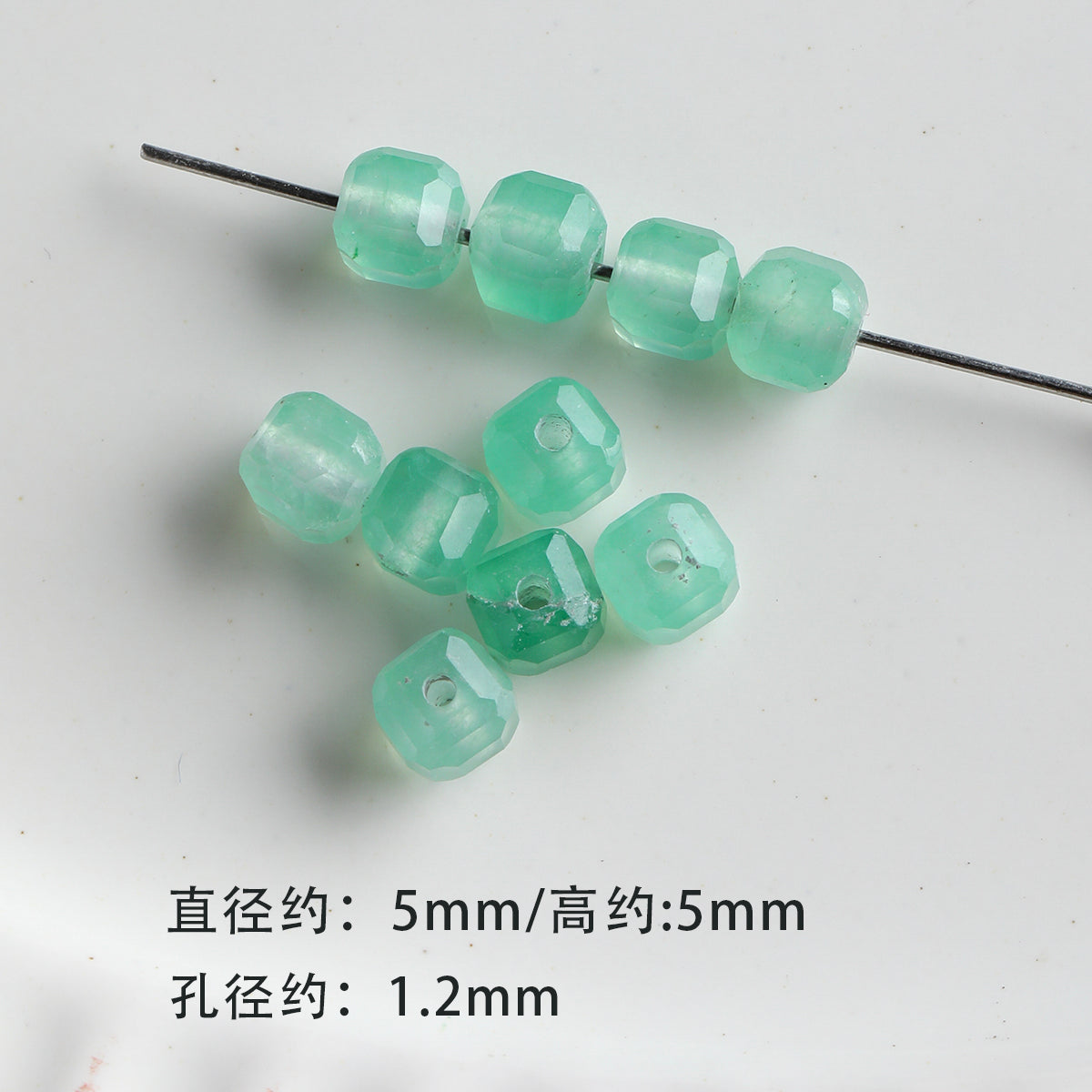 [Chunshan Green] Natural Stone Scattered Beads Green Dot Green Dongling Spacer Beaded Bracelet Necklace DIY Accessories Material