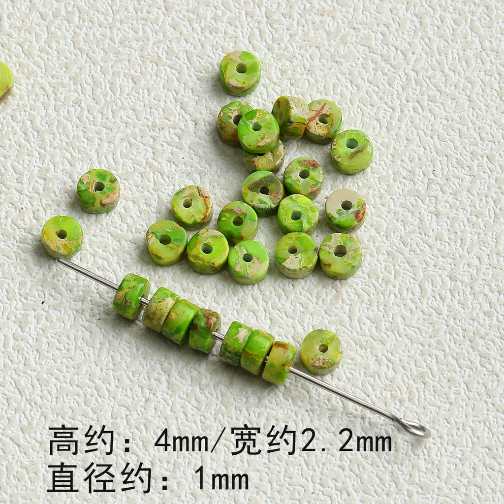 [green floating] natural imperial pine spacer round tube loose beads diy accessories material bracelet necklace mobile phone chain beads