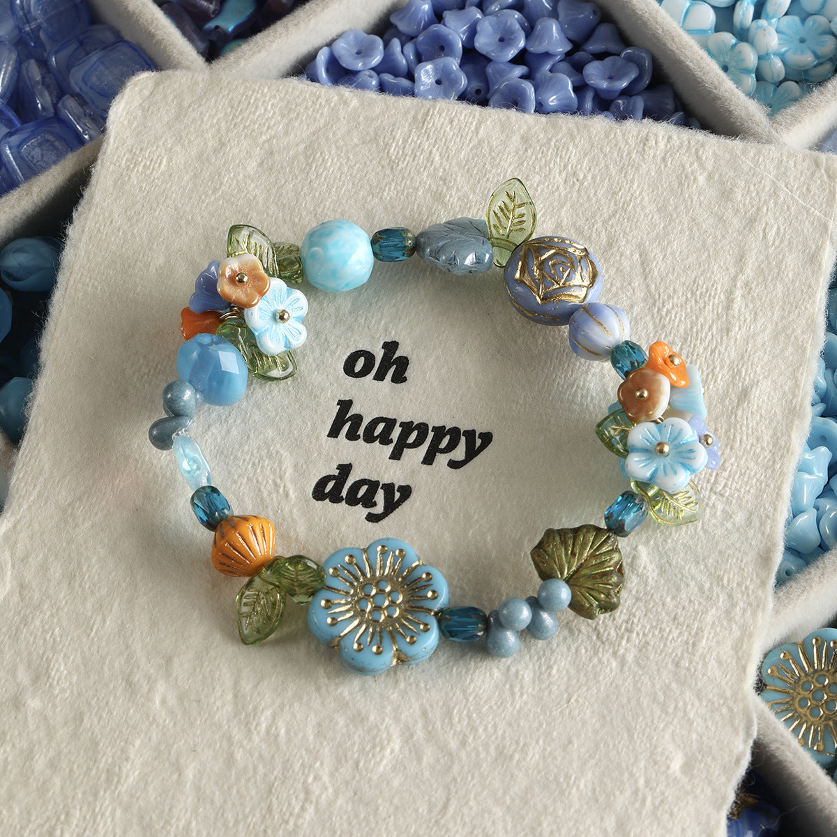 Blue Glass Loose Beads Collection Bracelet Necklace Mobile Phone Chain Beaded DIY Accessories Material Beads