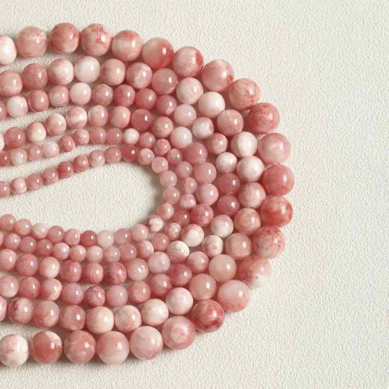 Two-color pink white natural Persian jade beads loose beads beads diy material accessories