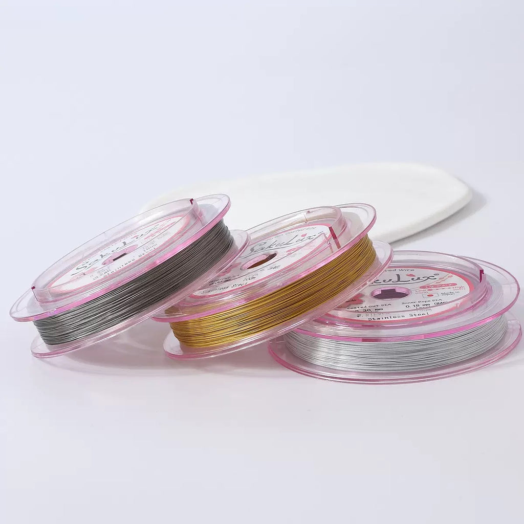 FLEXY7 Steel Wire Gold and Silver Soft Wire Non-Elastic Pearl Bracelet Necklace Wire for Earrings and Hair Accessories