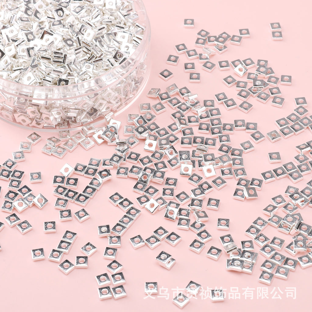 Broken Silver, a Few Pounds Thick Silver-Plated Loose Beads, Square Triangular Beads, DIY Handmade Beading Materials, Jewelry Bracelet Accessories