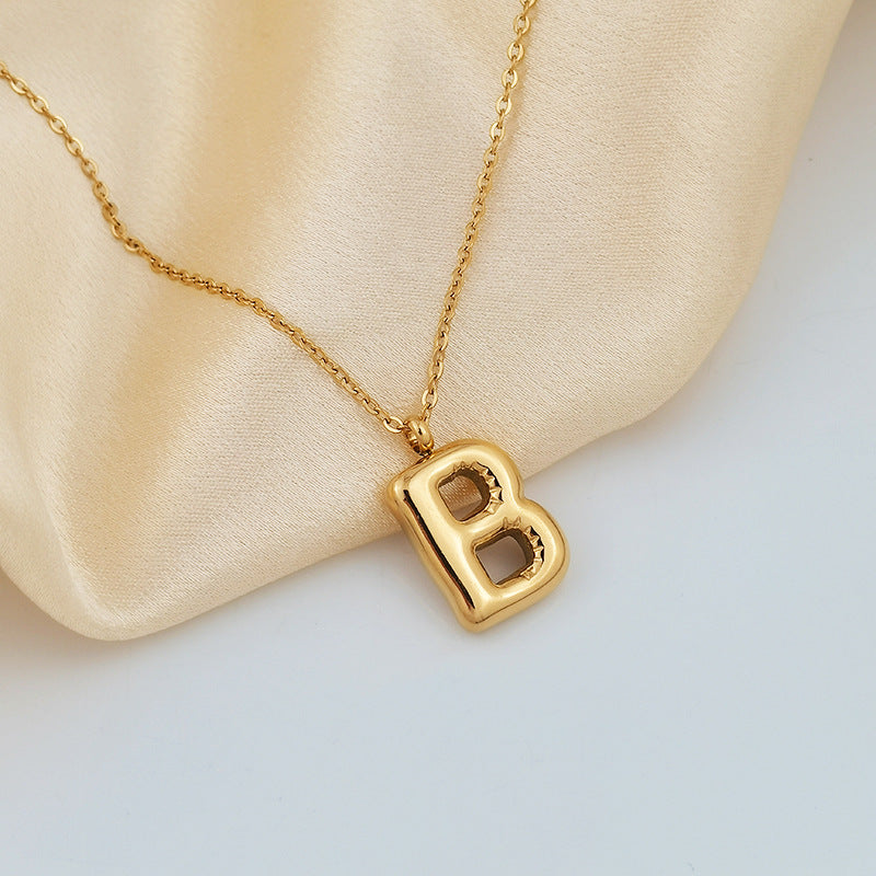 26 Letter Pendant Plated Gloss Bubble Letter Necklace Jewelry