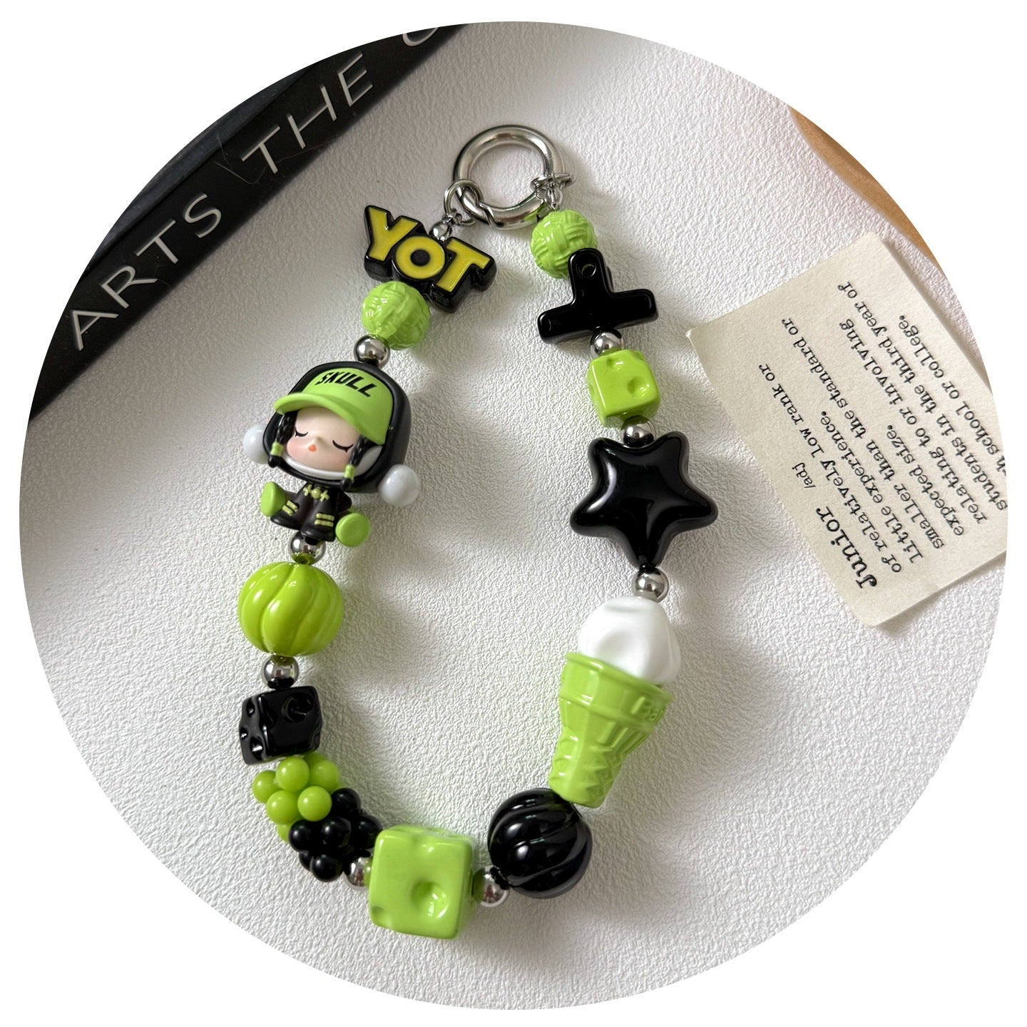 Black and green acrylic paint cheese cone star beaded mobile phone chain loose beads diy accessories material beads