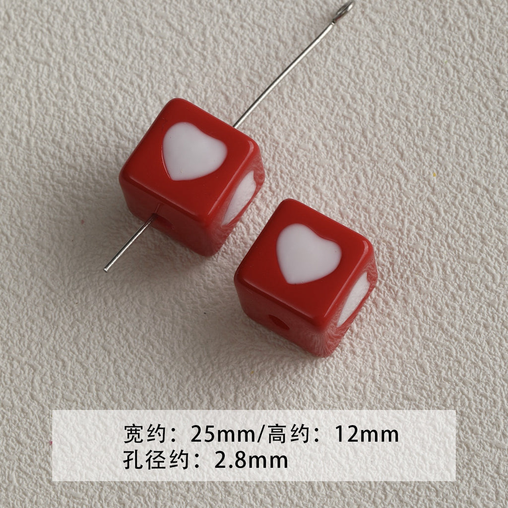 [red, yellow and blue] acrylic paint stars love beaded mobile phone chain keychain loose beads diy accessories material