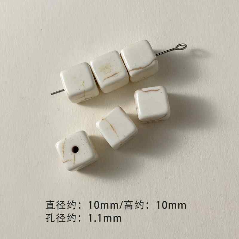 Large Synthetic White Turquoise Spacer Beads Round Beads Loose Beads Mobile Phone Chain Necklace Beaded Diy Accessories Material Beads 