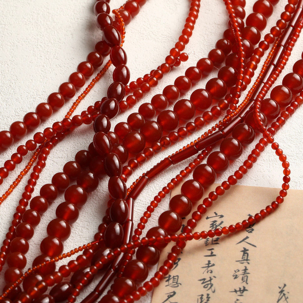 [Acacia beans] changxiangsi same style 7A grade natural red agate diy bracelet necklace earrings accessories