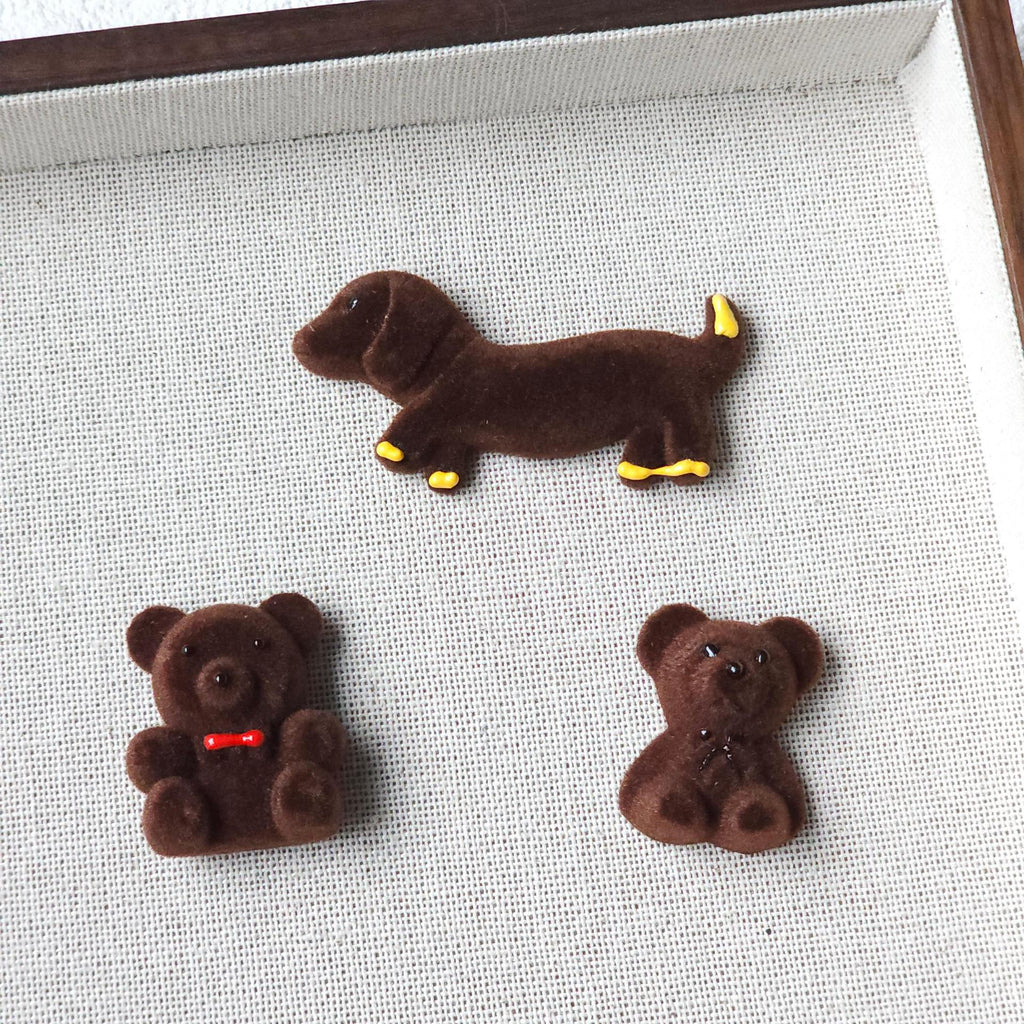 coffee colored plush teddy bear sausage dog headband clip, headband clip, earring, DIY accessory accessories
