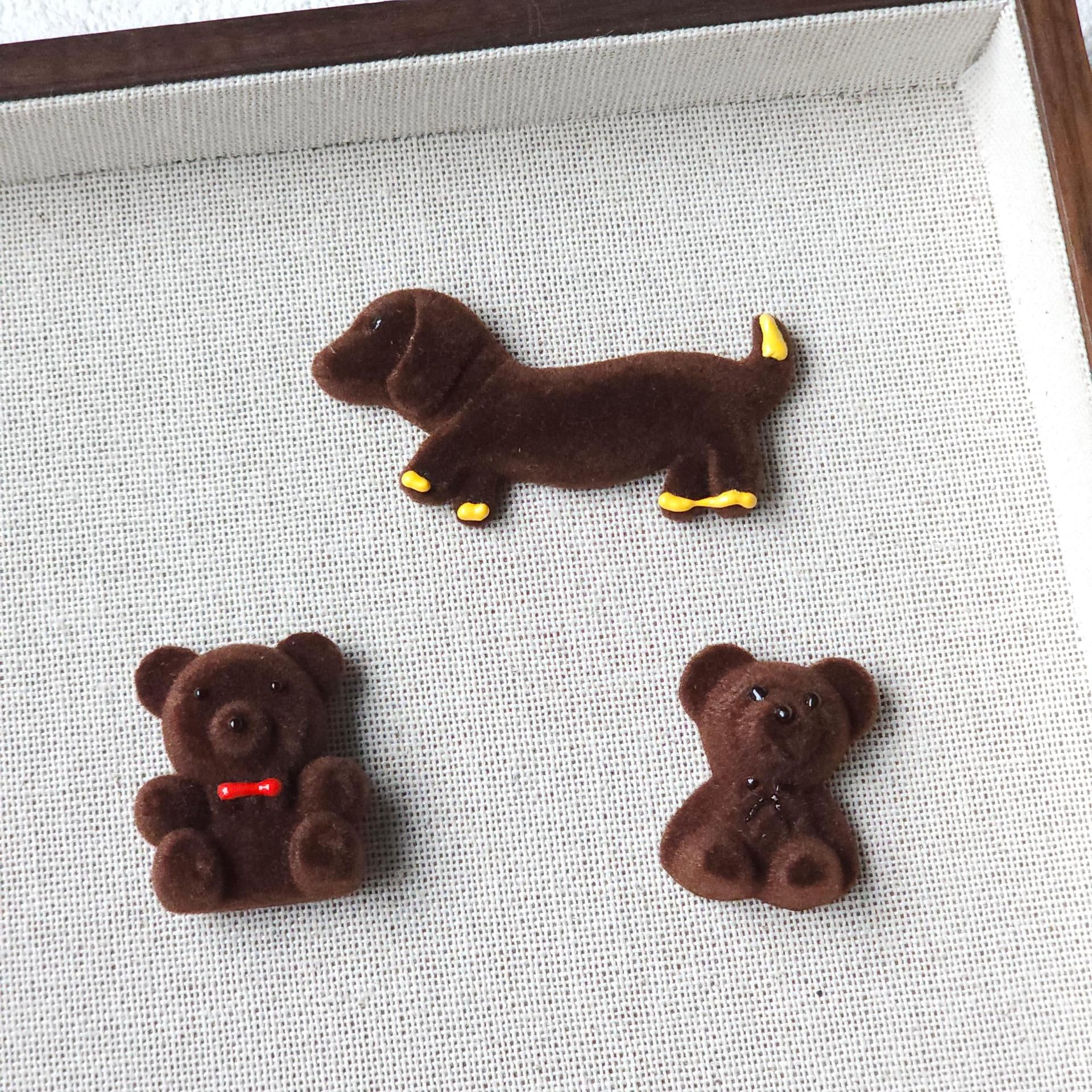 coffee colored plush teddy bear sausage dog headband clip, headband clip, earring, DIY accessory accessories