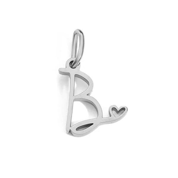 European and American Cross-border DIY26 Letter Pendant Jewelry Accessories Titanium Steel Mirror Polished Vacuum Plated Love English Letter