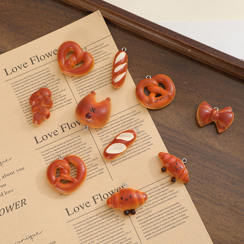 simulation food toy stick alkaline water bread resin DIY necklace mobile phone chain bag hanging decoration