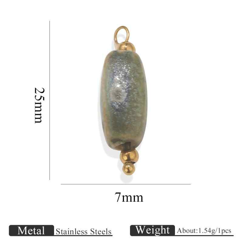 Retro Blue and White Porcelain Shell Conch Pendant Stainless Steel Handmade Curved Needle Necklace Bracelet Pendant DIY