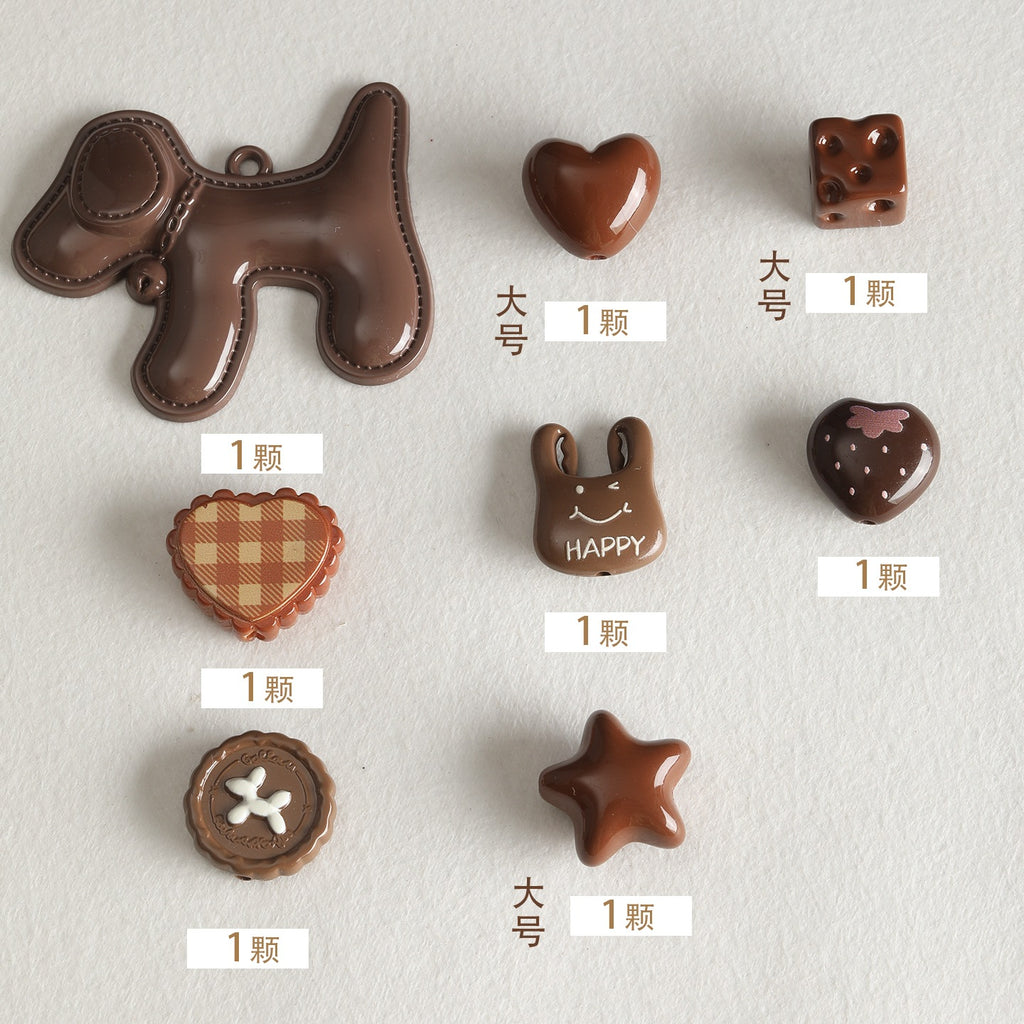 Baking paint curry color series square beads acrylic loose beads mobile phone chain key chain beads diy accessories material