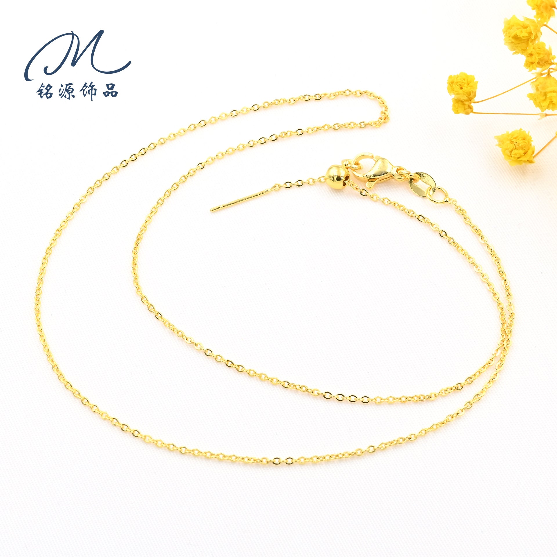 14k Gold Color Retention DIY Handmade Chain O-shaped Chain Universal Chain Adjustable Box Chain Color Retention Necklace Manufacturer Wholesale
