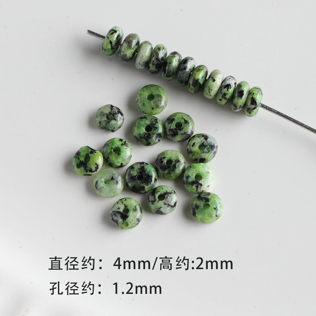 [Chunshan Green] Natural Stone Scattered Beads Green Dot Green Dongling Spacer Beaded Bracelet Necklace DIY Accessories Material